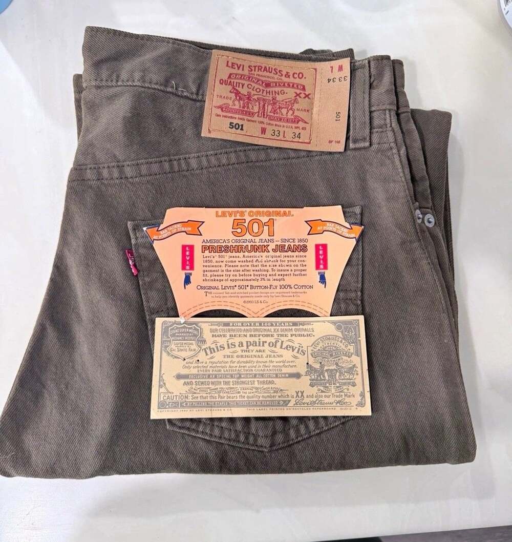 Original Levi's Men's Green Denim Jeans Straight Regular Fit